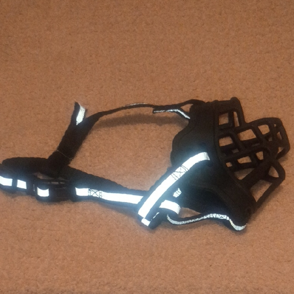 Bark Black and White Reflective Dog Muzzle